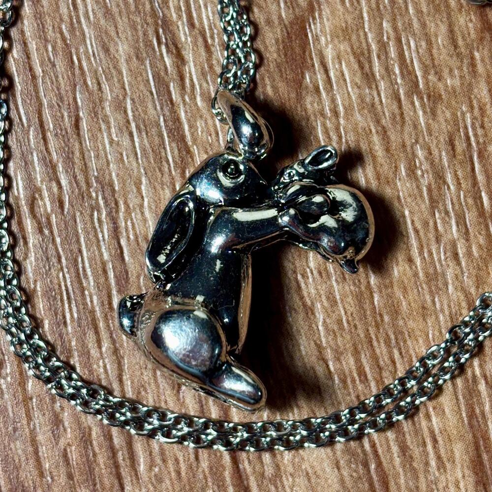 Silver Bunny Necklace Vintage Style Rabbit Charm Necklace
